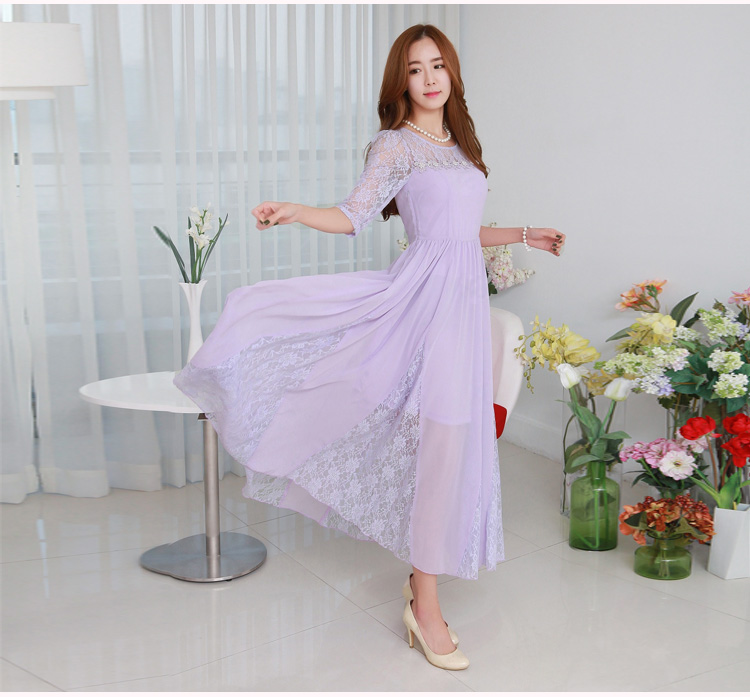 C.o.d. 2015 Summer new stylish classic Korean leisure temperament lace stitching chiffon dresses large long skirt black XXXL Sau San pictures, prices, brand platters! The elections are supplied in the national character of distribution, so action, buy now enjoy more preferential! As soon as possible.