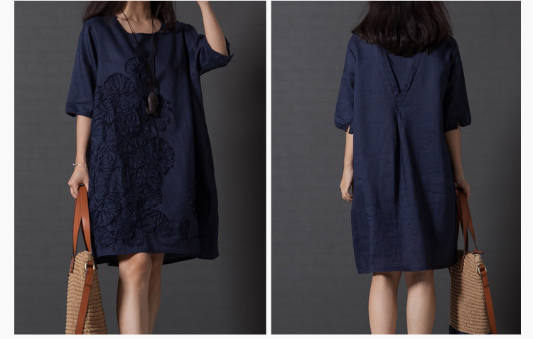 Double double F . FAN 2015 summer new arts, small fresh loose embroidered short sleeves cotton Ma dresses F 163,519 dark blue XXL pictures, price, brand platters! Elections are good character, the national distribution, so why buy now enjoy more preferential! Health