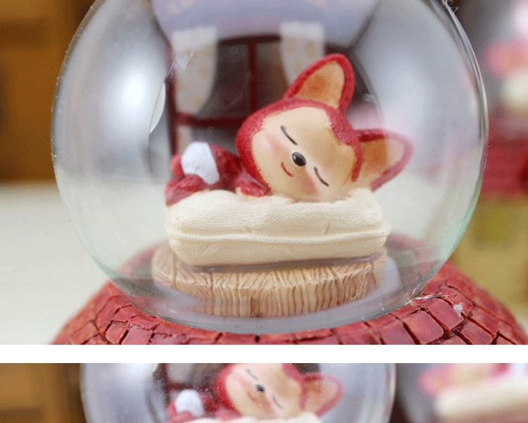 阿狸玻璃球手摇款天空之城音乐铃卡通音乐盒创意生日礼物礼品 粉色阿狸