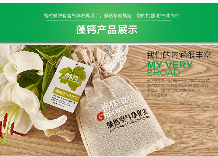 格林·森特 藻钙汽车除味空气净化宝 300g 车载挂件饰品 除甲醛汽车除醛除味剂