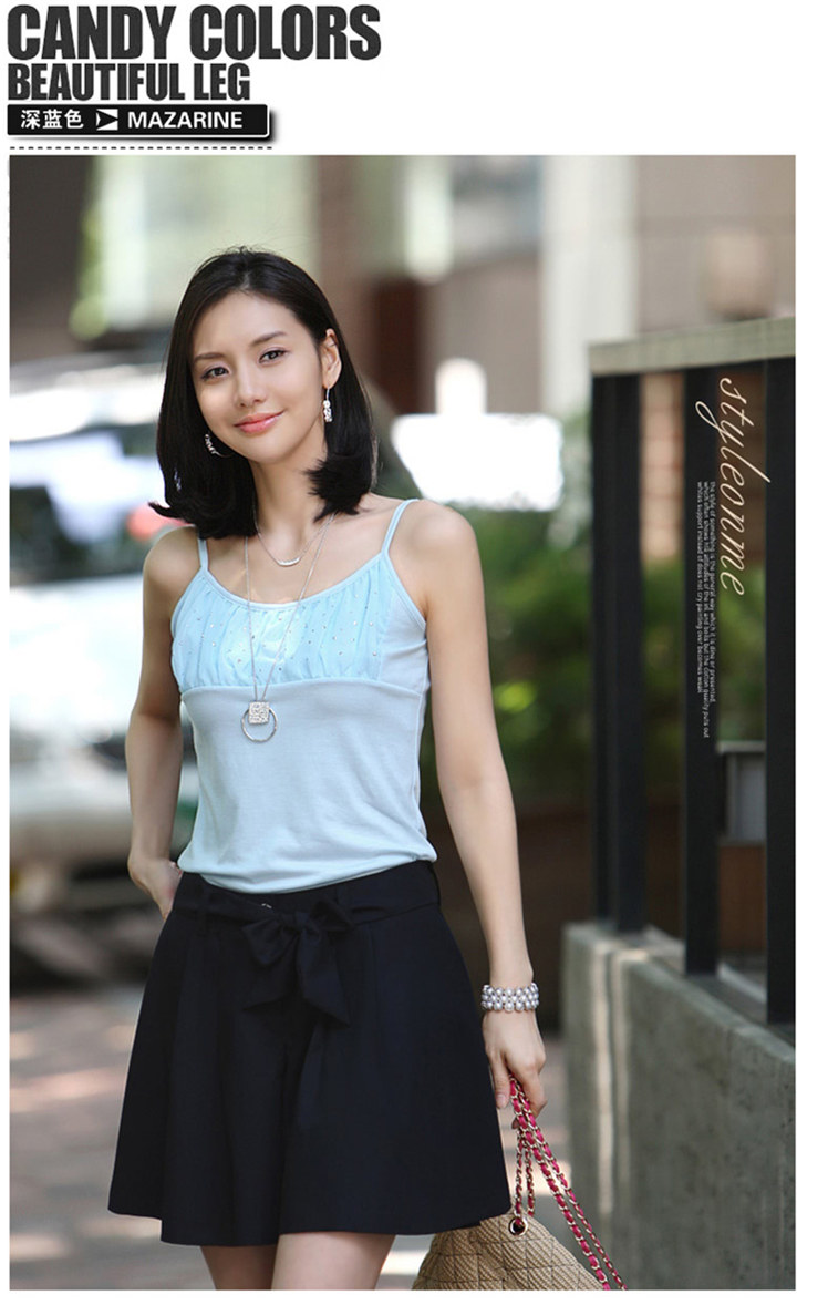 
                                        安姬伊朵 夏季宽松裤裙女大码显瘦裙裤韩版百搭系带蝴蝶结阔腿短裤半身裙 NNY9015 卡其色 XXL                
