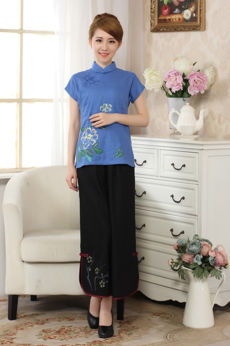 The frequency response, Ms. Tang Women's clothes summer wear T-shirt, cotton for the hand-painted Chinese Han-female improved Tang replace short-sleeve - A dark 2 XL pictures, price, brand platters! Elections are good character, the national distribution, so why buy now enjoy more preferential! Health