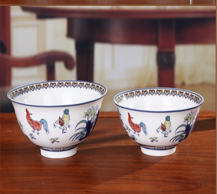 
                                                                                瓷物语仿古瓷碗陶瓷米饭碗高脚餐具碗中瓷碗 仿明鸡公碗单个 4.5英寸                