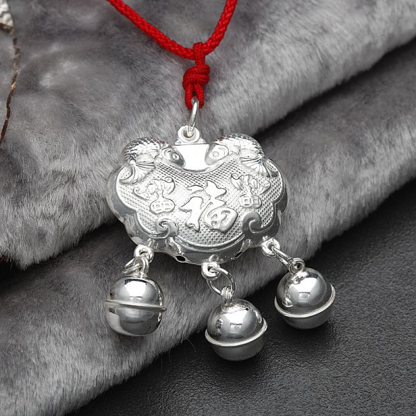 银尚圈 999千足长命锁 福字长命锁 送孩子的礼