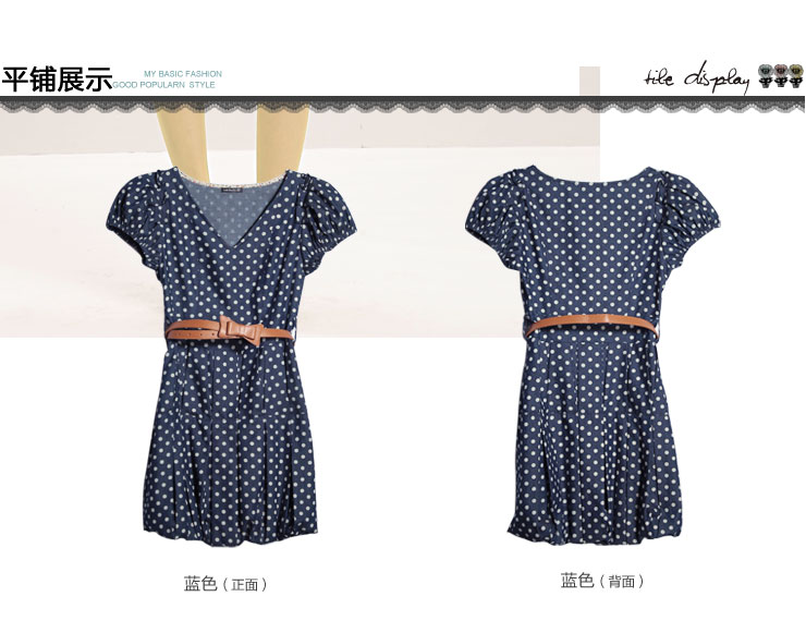 <em>安都</em> BASIC <em>少女</em>复古情怀花苞波点连衣裙 611