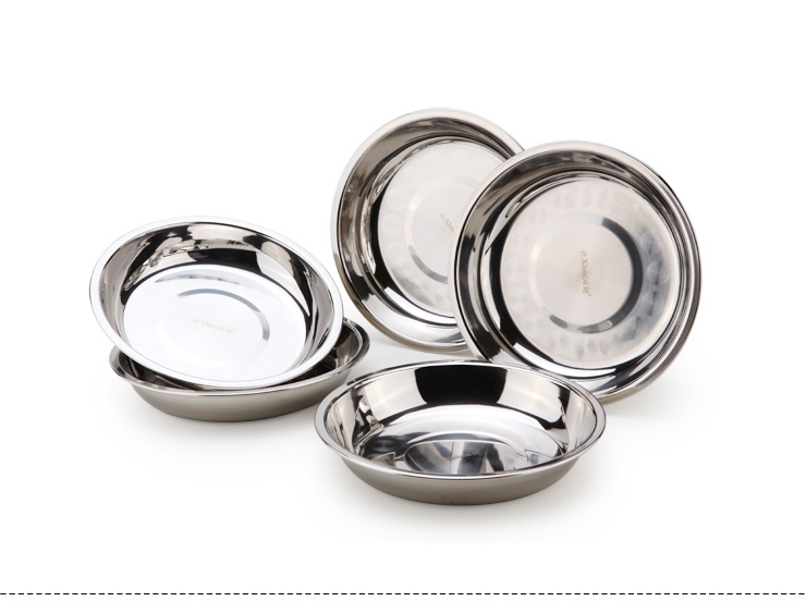 兴财 不锈钢深盘5只装 18CM 加深型果盘 盘子