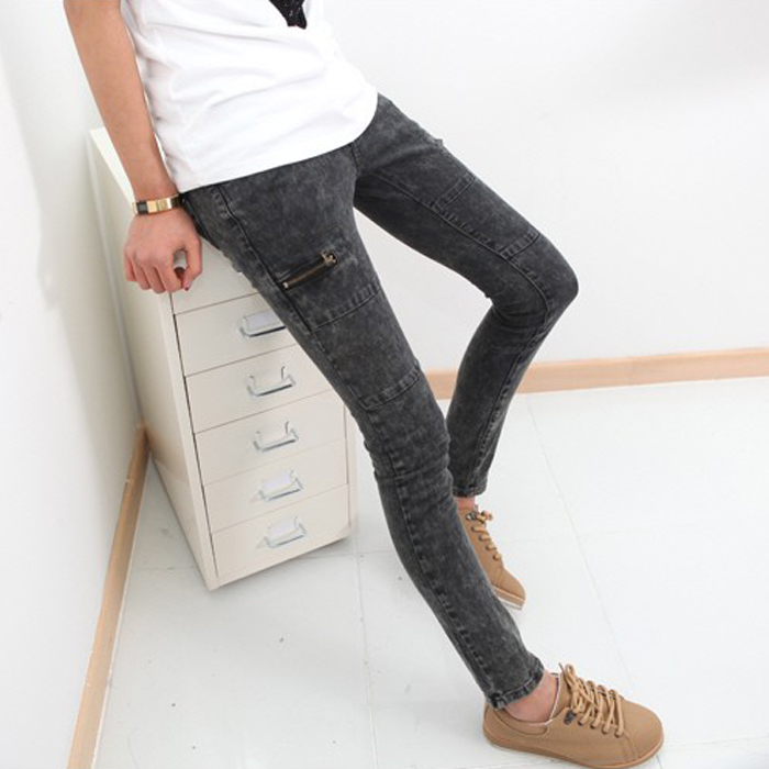 韩都衣舍 韩国牛仔裤秋冬季新品女雪花小脚牛