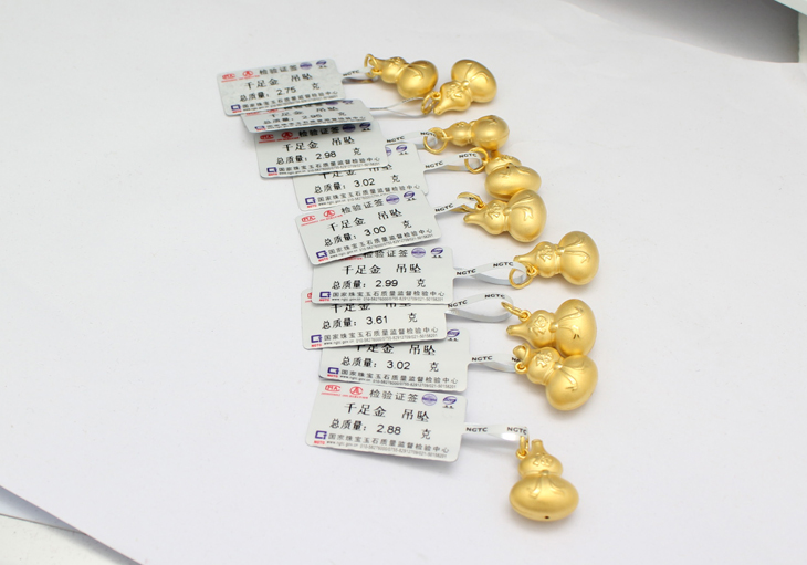 999千足金24k<em>黄金男女</em>款刻福字宝葫芦<em>黄金</em>吊