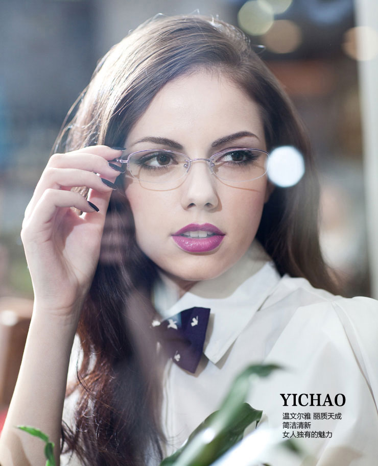 亿超半框β钛气质近视眼镜架女Y1106 紫色 单