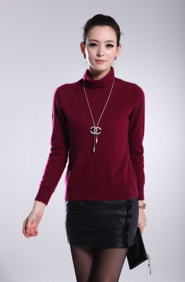 太子绒女式堆领短款貂绒打底衫新款毛衣针织毛