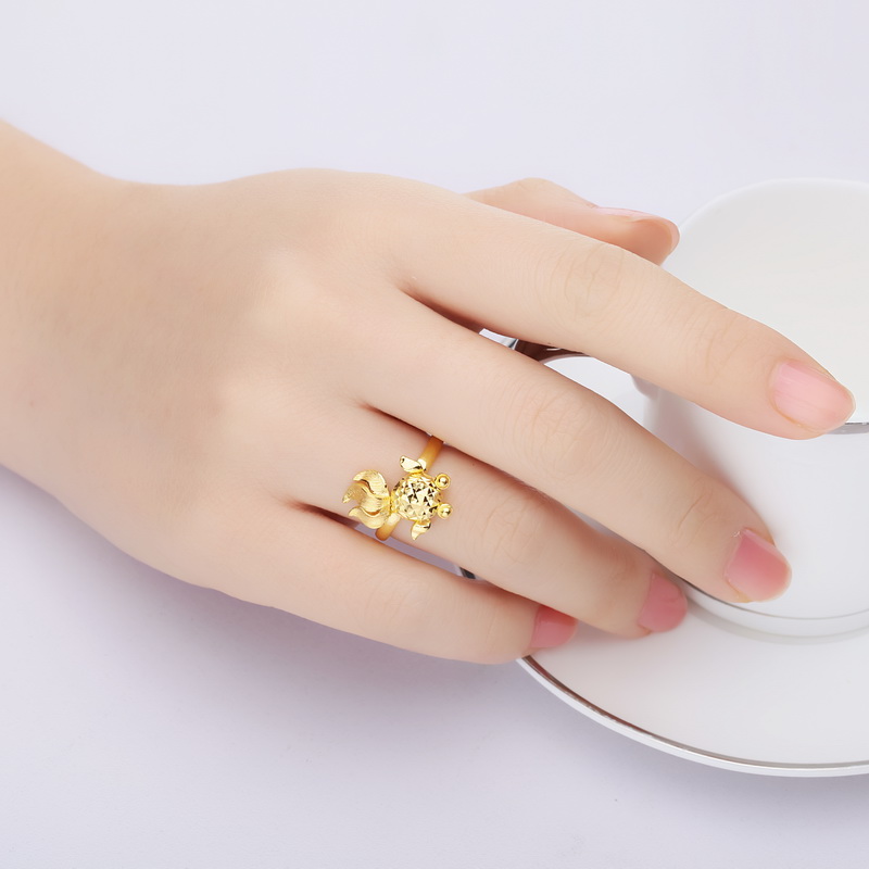 珂兰钻石 金色鱼999千足金<em>黄金女戒指</em>在京东商