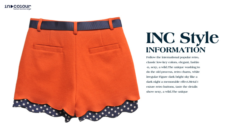 茵佳妮新款<em>女装</em>冬装百搭拼接<em>毛呢短裤</em>5124-1