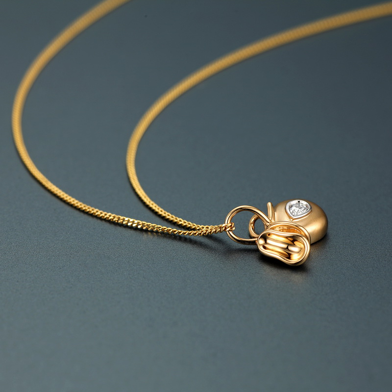 珂兰钻石 好运来 18K玫瑰金色水滴形钻石吊坠