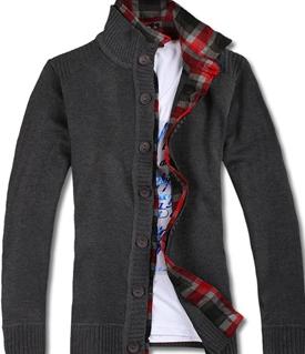 OBM2012新款男士毛衣休闲百搭<em>针织</em>衫格子拼