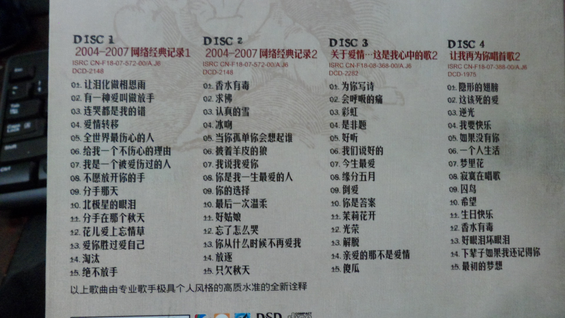 網(wǎng)絡(luò)情歌傳唱經(jīng)典（4CD） 曬單實(shí)拍圖