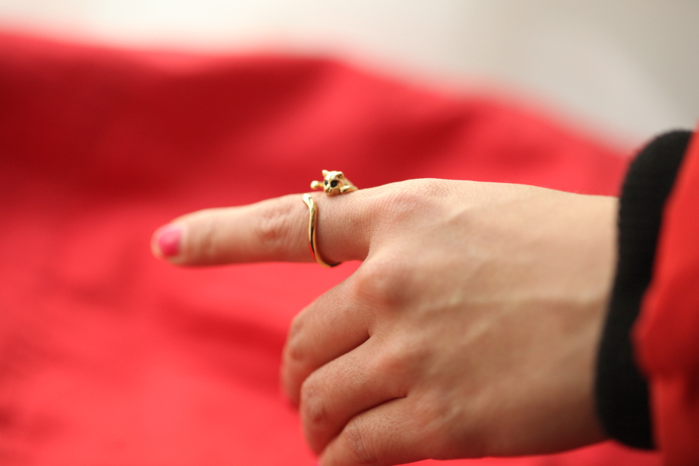 IDee  CREATIVE IDER FOR YOU法國IDee精靈小貓戒指女甜美時(shí)尚食指戒開(kāi)口可調節尾戒飾品配禮物 金色 14# 曬單實(shí)拍圖