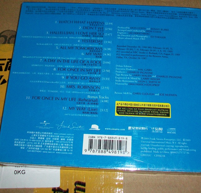 法蘭克&middot;辛納屈：我的路40周年紀念盤(pán)（CD） 曬單實(shí)拍圖