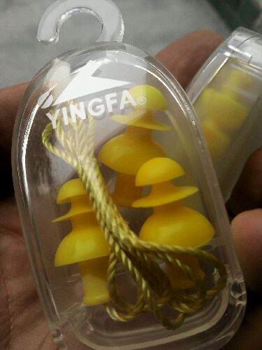 英發(fā)（YINGFA） 硅膠傘形耳塞 帶繩 游泳裝備 黃色(有繩) 曬單實拍圖