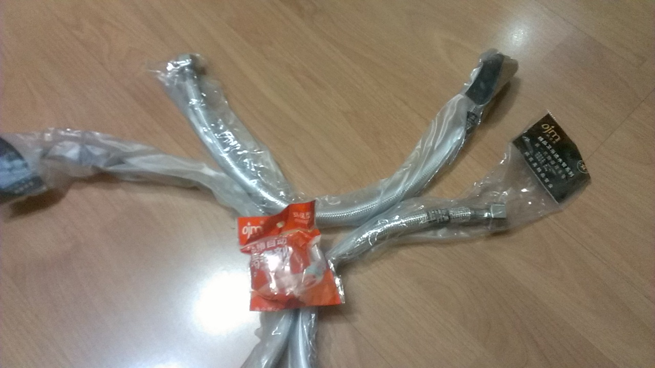 歐吉美（OJM）  銀絲尼龍絲管 進(jìn)水管平頭管 雙頭管水箱龍頭 國標4分接頭軟管全鋼螺母 銀絲平頭軟管 150cm 單根裝 曬單實(shí)拍圖