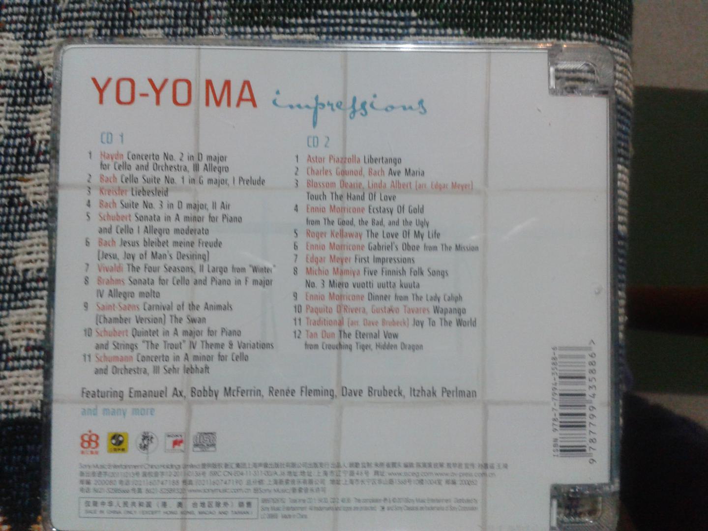 SONY 马友友：Yo-Yo Ma印象精选辑（2CD） 实拍图