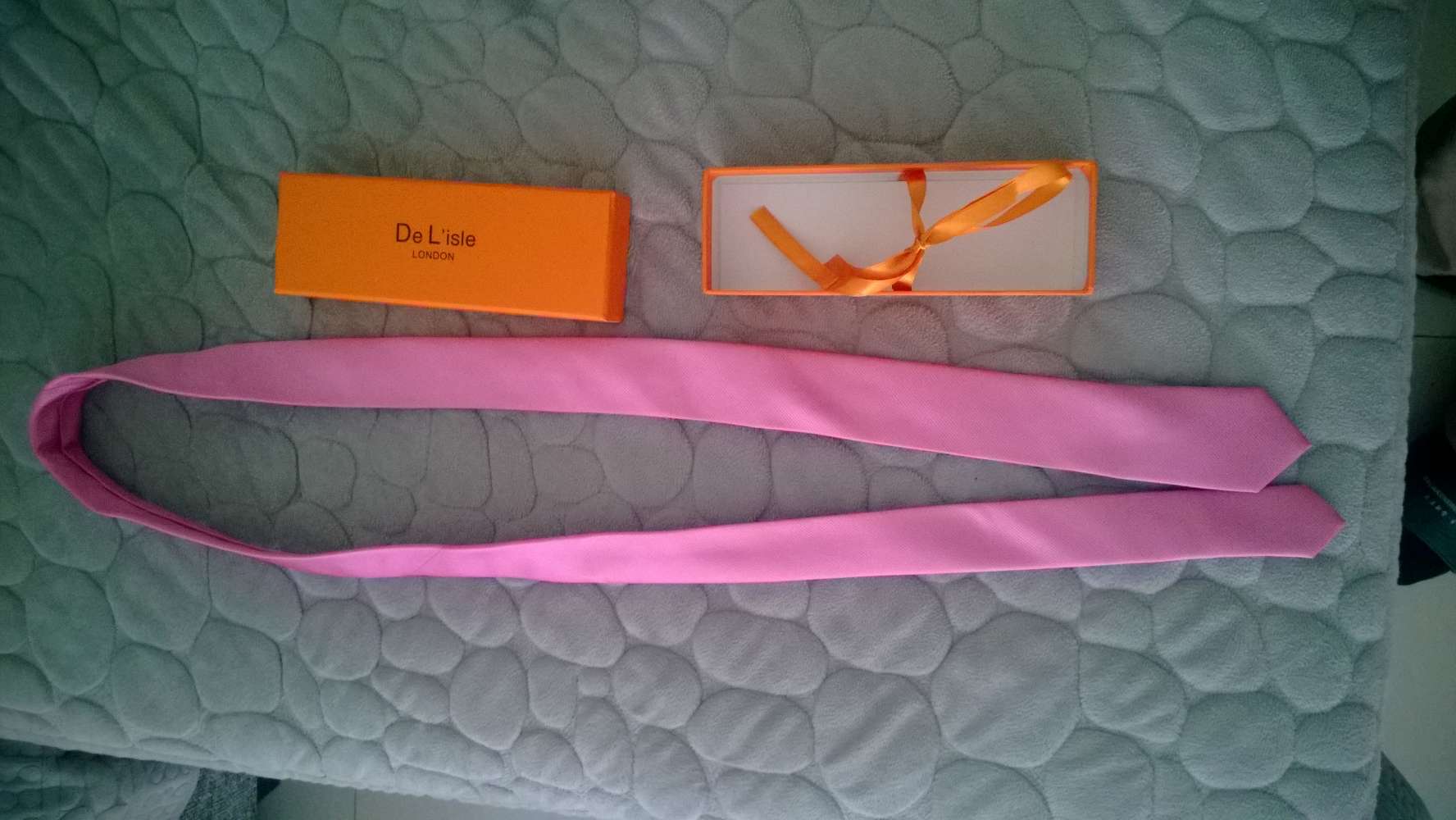 De L'isle 5cm韩版纯色窄领带 休闲 结婚 伴郎 男士商务 女士职业学生 礼盒装 粉色 实拍图