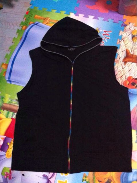 杰尼斯頓（Jenny Stone）馬甲男春秋薄款學(xué)生外套純棉連帽拉鏈坎肩彩虹 黑色 XL /180(180斤內) 曬單實(shí)拍圖