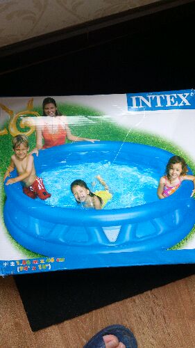 INTEX 58431充氣家庭游泳池軟壁軟墊水池浴池充氣水池充氣泳池186*46cm 本款+手泵 曬單實(shí)拍圖
