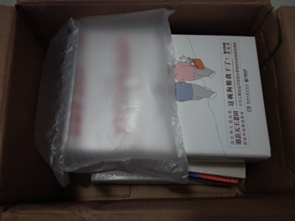 偶然浏览得知,竟然有99元10本这么划算,之前以为满100减50已经是很值了,然后沉浸在两天,不能自拔,选了20本,买书比买衣服还不能自控,但下单后也惶惶不安怕没包装好送来破损(买书每次包装都不一样,有时有纸箱、气泡袋,有时只是一个塑胶袋装着送过来要被气死),还好很幸运第一批送来有个纸箱保护(图可见纸箱四角已经压到完全变型,如果只是一个胶袋里面的书得摔成什么样),很认真检查每一本,都有塑封包着,姑且不论正盗版和里面纸质印刷,起码表面看起来每一本都完好无损,边角没有被压坏,这就算很欣慰了,全部好评!还有一批北京调货要两天后到,继续期待着。