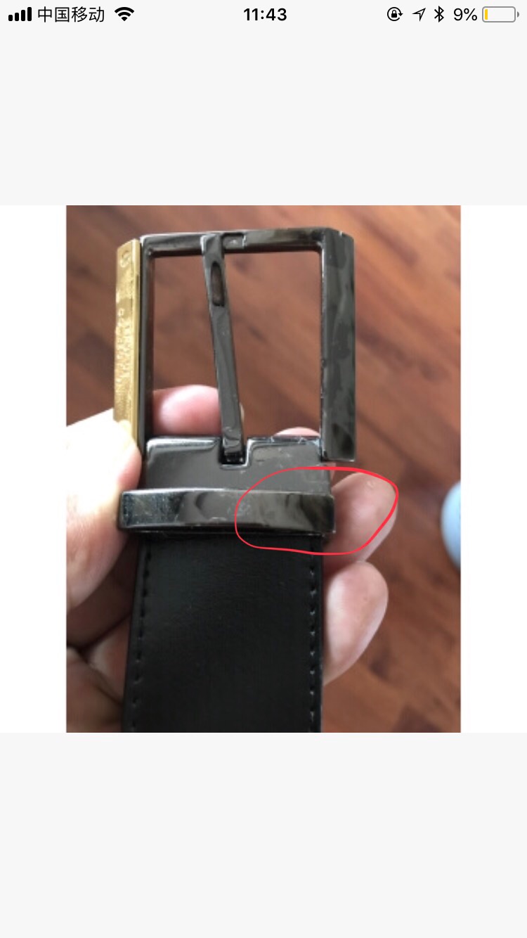 差评!!!这皮带是正品吗,打个问号。618活动时买的,用了一个月后,皮带扣开始掉漆,压痕非常明显,申请售后,各种敷衍,刚开始说供应商不管,要自己去商场随意找个皮带店修一修,什么玩意??明天补图