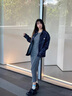 京西藍(lán)靛感小香風(fēng)滿印牛仔外套男士寬松大碼潮牌秋季痞帥男裝工裝夾克 藍(lán)色 L 體重125至145斤 曬單實(shí)拍圖