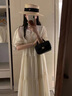 衣典零一（LEDIALYI）白色連衣裙女2024夏季女裝新款小個(gè)子復(fù)古法式甜美泡泡袖仙女裙子 米白色 S（建議105斤內(nèi)） 曬單實(shí)拍圖