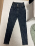 自由探戈高腰牛仔褲女2025秋新款緊身顯瘦彈力小腳牛仔鉛筆設計褲有加絨選 藍灰色單褲 XS 曬單實(shí)拍圖