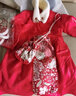 憶愛(ài)女童漢服秋冬新款兒童喜慶唐裝拜年服女孩加厚套裝洋氣過(guò)節衣服 紅色（裙子+馬甲+圍脖+包包） 110 (建議100-110cm) 曬單實(shí)拍圖