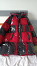 羞致（xiuzhi）紅色免洗亮面羽絨服女中長(cháng)款2025年冬季新款時(shí)尚連帽加厚寬松外套 紅黑色 S 90-128斤以?xún)却?曬單實(shí)拍圖