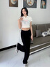 歐貝汐休閑褲女2025夏季西裝褲側(cè)拉鏈直筒薄款微喇高腰窄版冰絲闊腿褲 黑色常規(guī)款【推薦高156-165CM】 S 曬單實拍圖