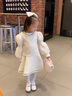 IVY HOUSE常春藤兒童裝女童春季新款親子裝小香風(fēng)氣質(zhì)背心裙連衣裙洋氣百搭 米白色 110cm(110/56) 曬單實(shí)拍圖