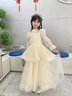 小咔衣濃女童禮服花童婚禮小女孩公主裙長(cháng)袖兒童主持人鋼琴演奏演出服秋冬 香檳色3934長(cháng)袖長(cháng)款連衣裙 130 曬單實(shí)拍圖