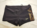 速比濤（Speedo）兒童泳褲漸變式印花平角泳褲男童 防曬抗氯 黑色/綠色 11-12 曬單實(shí)拍圖