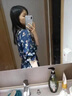AEMAPE2025年新款遮肚百搭夏季法式碎花連衣裙女夏減齡裙子仙女森系收腰藍(lán)色L (105-115斤拍) 曬單實(shí)拍圖