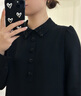 玖姿·安娜蔻優(yōu)雅黑天鵝手工釘珠鉆飾H型連衣裙女2024春款 素黑 M 曬單實拍圖