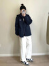 Shelley Jones美式復古外套男裝夾克秋季新款ins寬松潮流純色情侶青少年上衣服 黑色 XL 曬單實(shí)拍圖