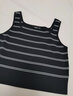 百圖betu女裝秋新款減齡復古法式大U領(lǐng)針織無(wú)袖條紋背心女2307T05 黑色 M 曬單實(shí)拍圖