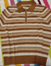 深呼吸DEEP BREATH女裝復古拉鏈Polo領(lǐng)拼色條紋天絲針織衫女A301201 卡其領(lǐng)-卡其白條 L (4) 曬單實(shí)拍圖