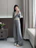 LAGOGO寬松運動(dòng)休閑褲女拉谷谷2024年秋季新款舒適長(cháng)款褲子 灰白(RV) L 曬單實(shí)拍圖