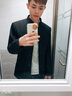 海派浩宇 中山裝男士立領(lǐng)修身商務(wù)正裝男裝唐裝外套青年裝新中式國風(fēng)衣服 1665黑色 上衣 S (160) 曬單實(shí)拍圖