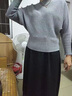 菲思蜜（Feisimi）輕奢品牌秋裝女2025年新款長(cháng)袖連衣裙氣質(zhì)顯瘦針織兩件裙子套裝 灰色 L 曬單實(shí)拍圖