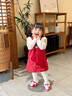 幼歌（YOUGE）嬰幼兒冬季新款新中式國風(fēng)靈動(dòng)夾棉溫暖柔軟親膚旗袍裙 中國紅裙子 90 cm 曬單實(shí)拍圖