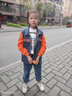 BICAIYA女童秋裝套裝新款兒童春秋季牛仔拼接兩件套中大童長袖女孩衣服潮 桔色兩件套 130 （建議高115-125厘米重52斤） 曬單實拍圖