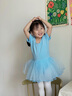 艾舞戈兒童舞蹈服女童芭蕾舞練功裙跳舞軟紗裙蓬蓬裙幼兒中國(guó)舞連體服 淺藍(lán)-短袖 120 碼（高105-110cm重30-38斤） 曬單實(shí)拍圖