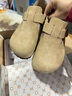 東園物作真皮休閑日系外穿舒適百搭真皮軟木男女款圓頭平底防滑全包勃肯鞋 沙色 34 【偏大一碼】 曬單實(shí)拍圖